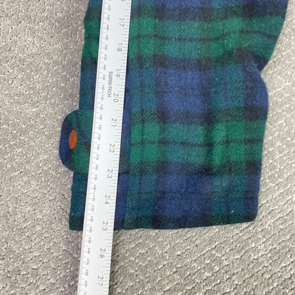 Vintage LL Bean Toggle Coat Men's XL Green Blue Tartan Plaid Wool USA Duffle - Picture 13 of 15